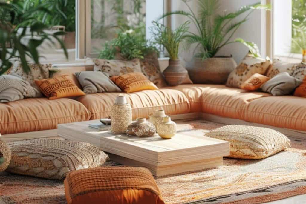 boho with floor cushions