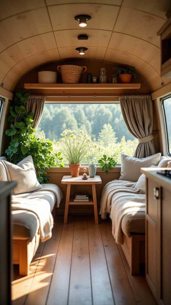 camper decor with plants