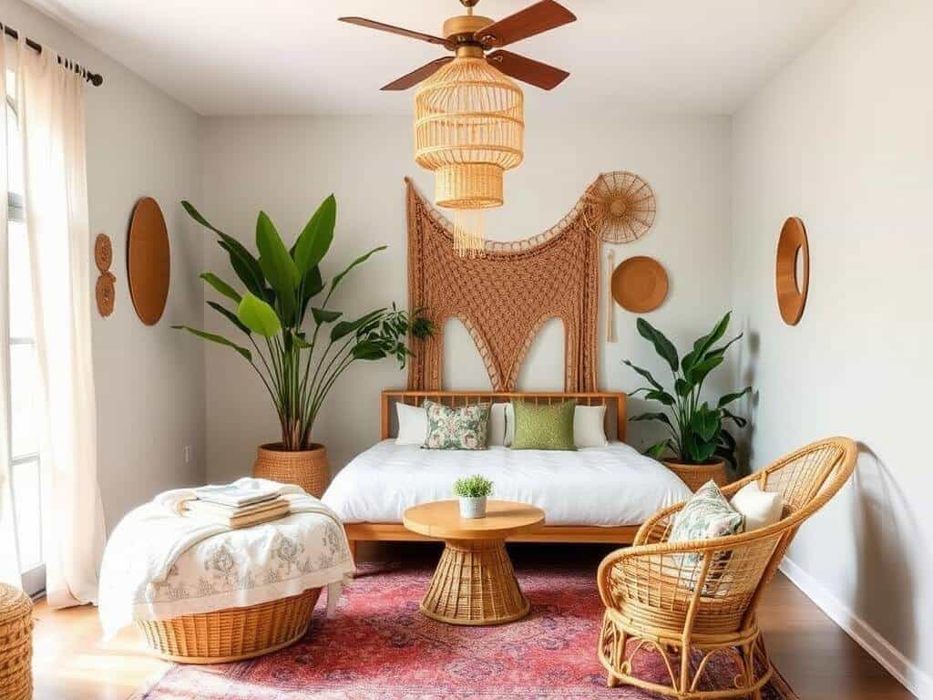 boho_bedroom_with_Rattan_Furniture
