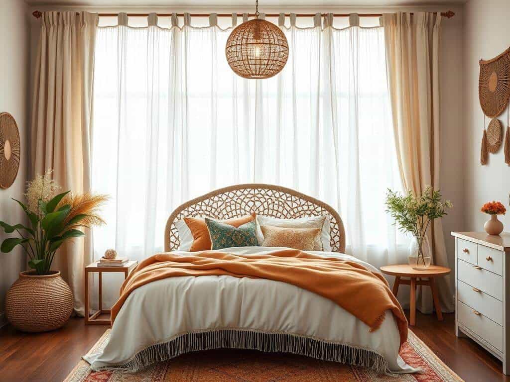 boho_bedroom_with_Textured_Curtains