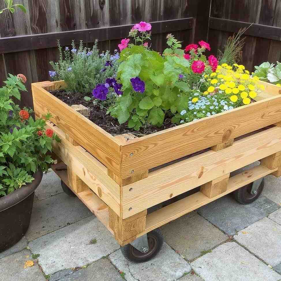 Mobile Pallet Garden Cart DIY