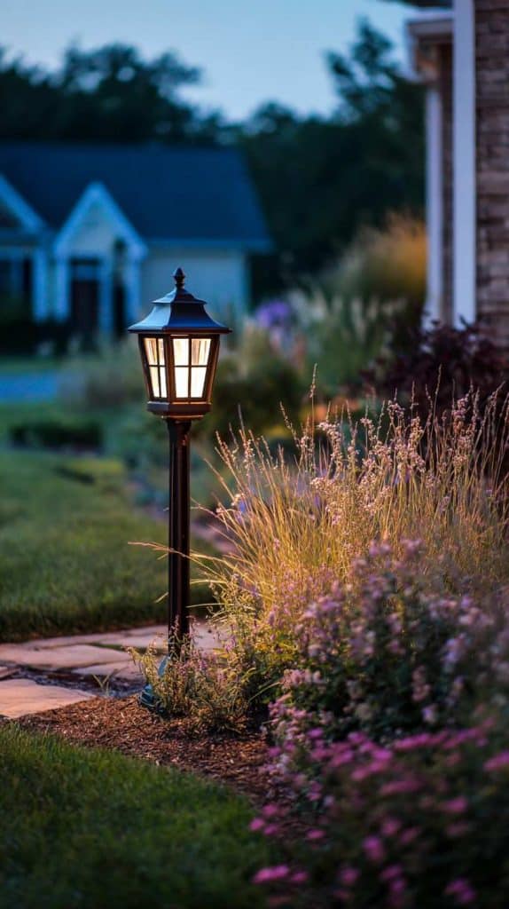 front yard landscaping Solar-Powered Landscape Lighting