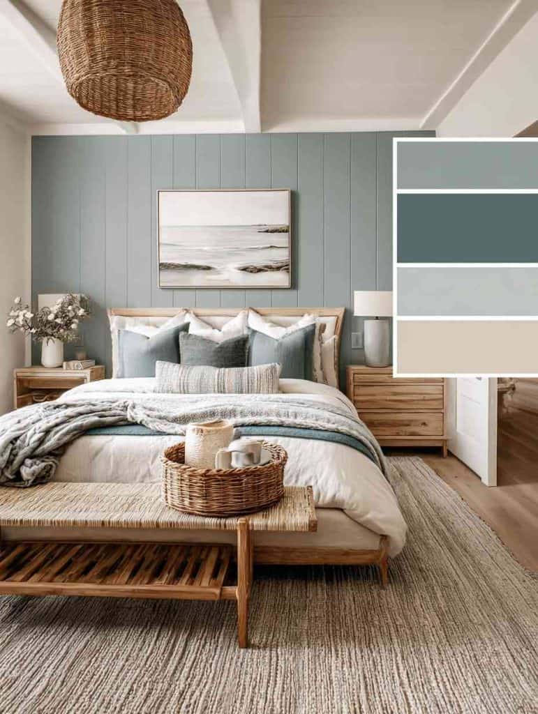 beautiful bedroom Muted Teal + Soft Sand