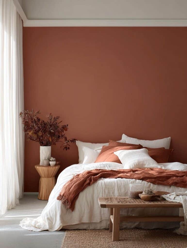 Terracotta + Soft White bedroom