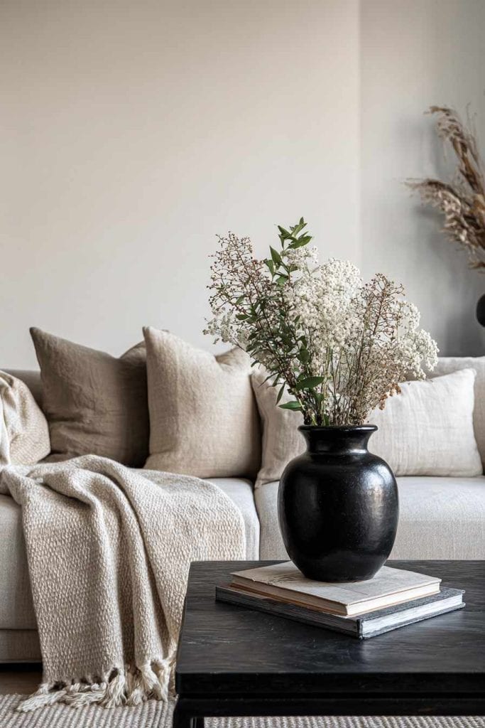 japandi_living_room_with_A_black_ceramic_vase