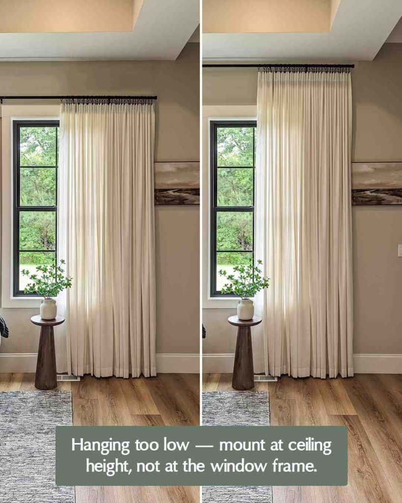 low hanging curtain