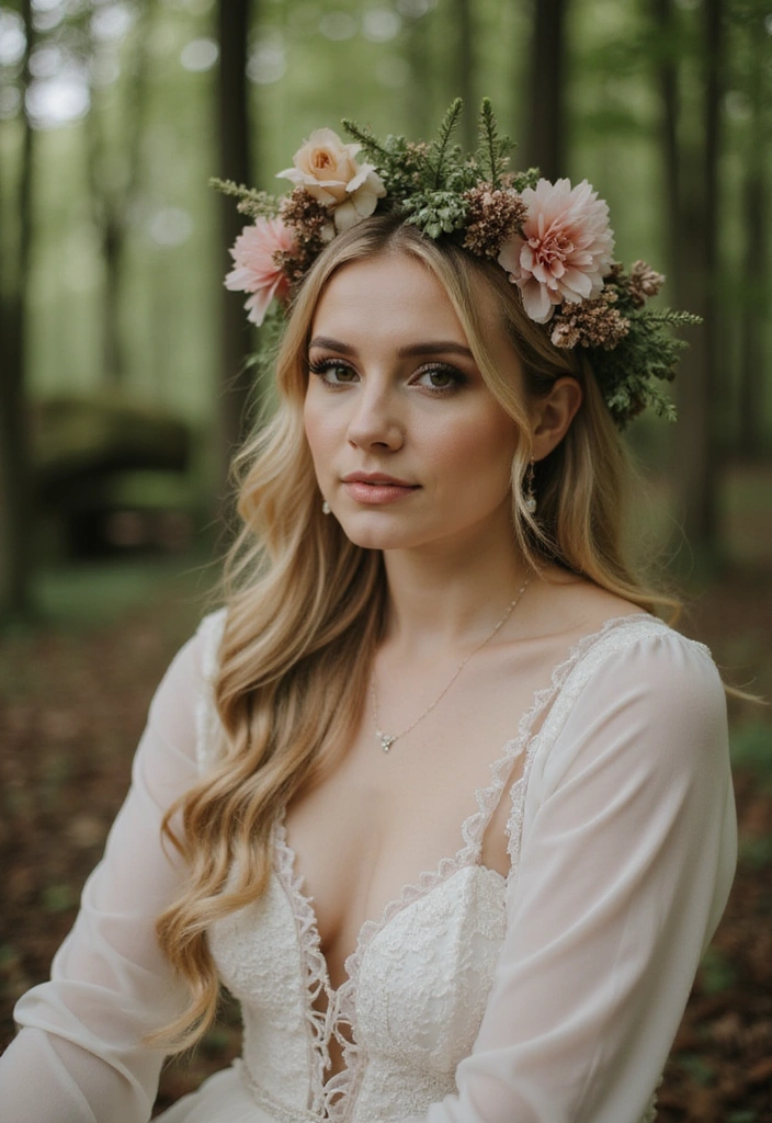 25 Enchanting Forest Wedding Aesthetic Ideas That Will Take Your Breath Away (You’ll Love #10!) - 14. Forest-Inspired Hair and Makeup