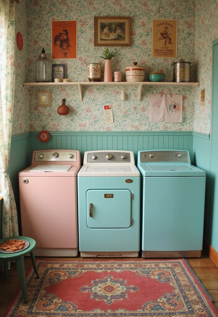 32 Stunning Laundry Room Makeover Ideas That Will Leave You Speechless! - 10. Retro Vibes with Vintage Appliances
