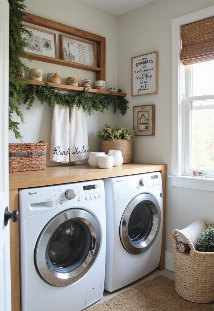 32 Stunning Laundry Room Makeover Ideas That Will Leave You Speechless! - 19. Seasonal Decor for Festive Cheer