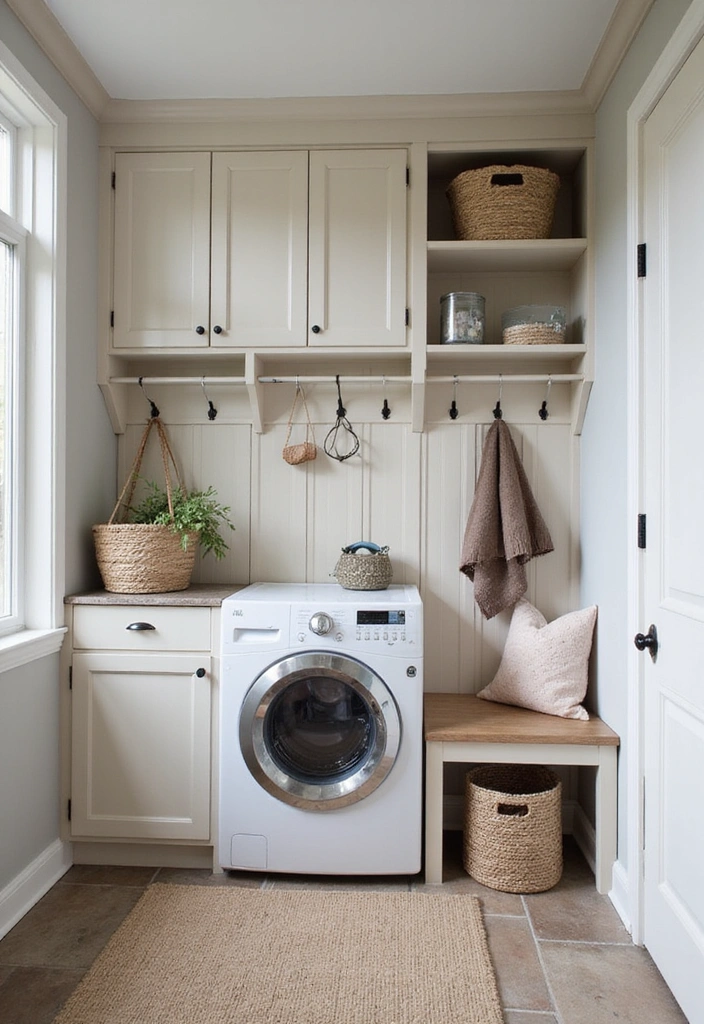 32 Stunning Laundry Room Makeover Ideas That Will Leave You Speechless! - 11. Stylish Utility with a Functional Mudroom