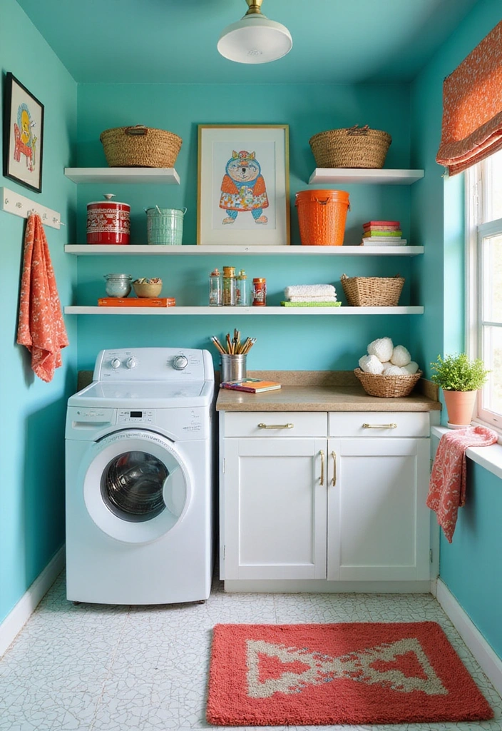 32 Stunning Laundry Room Makeover Ideas That Will Leave You Speechless! - 4. Colorful and Fun with Bold Paint