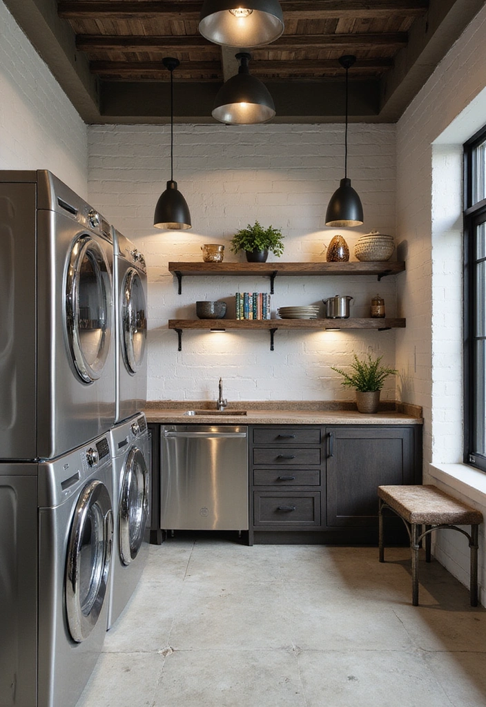 32 Stunning Laundry Room Makeover Ideas That Will Leave You Speechless! - 3. Industrial Chic with Metal Accents