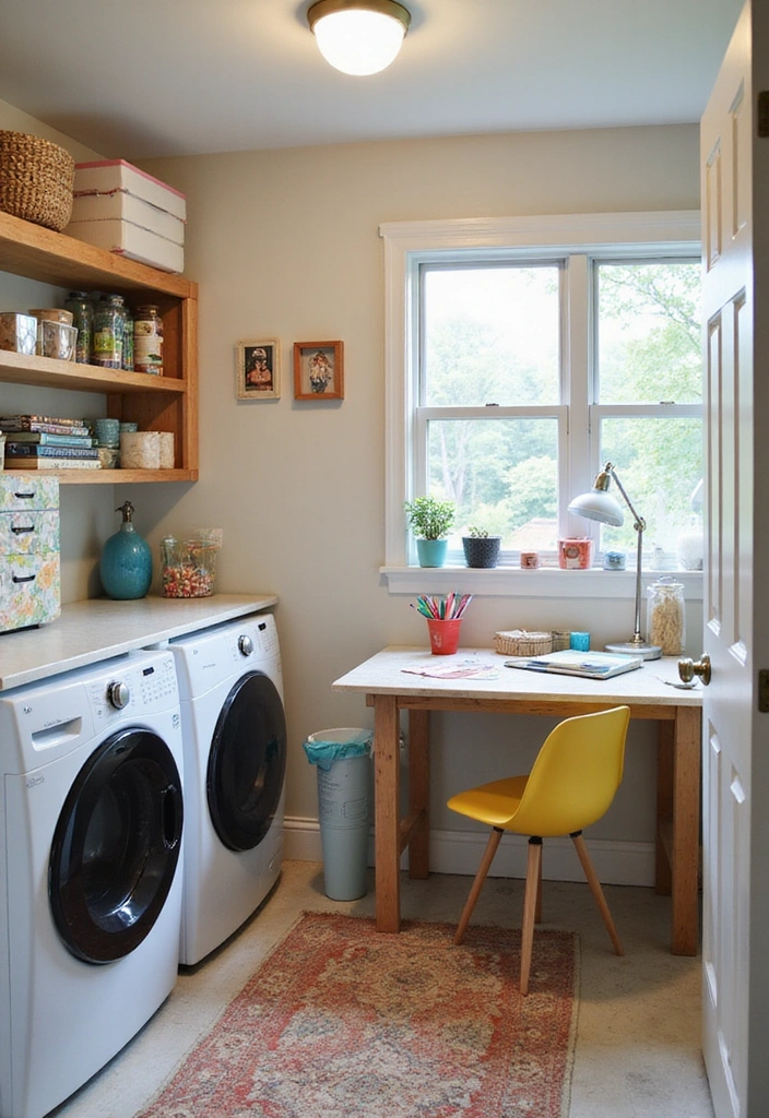 32 Stunning Laundry Room Makeover Ideas That Will Leave You Speechless! - 23. Space for Hobbies with a Crafting Corner