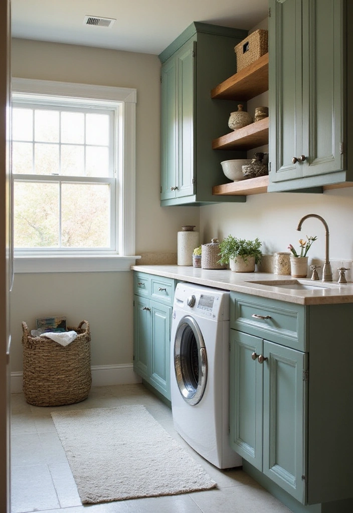 32 Stunning Laundry Room Makeover Ideas That Will Leave You Speechless! - 32. Harmonious Design with a Cohesive Color Scheme