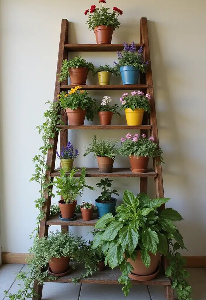 31 DIY Garden Decor Ideas: Spruce Up Your Green Space with a Dash of Fun! - 11. Ladder Planters