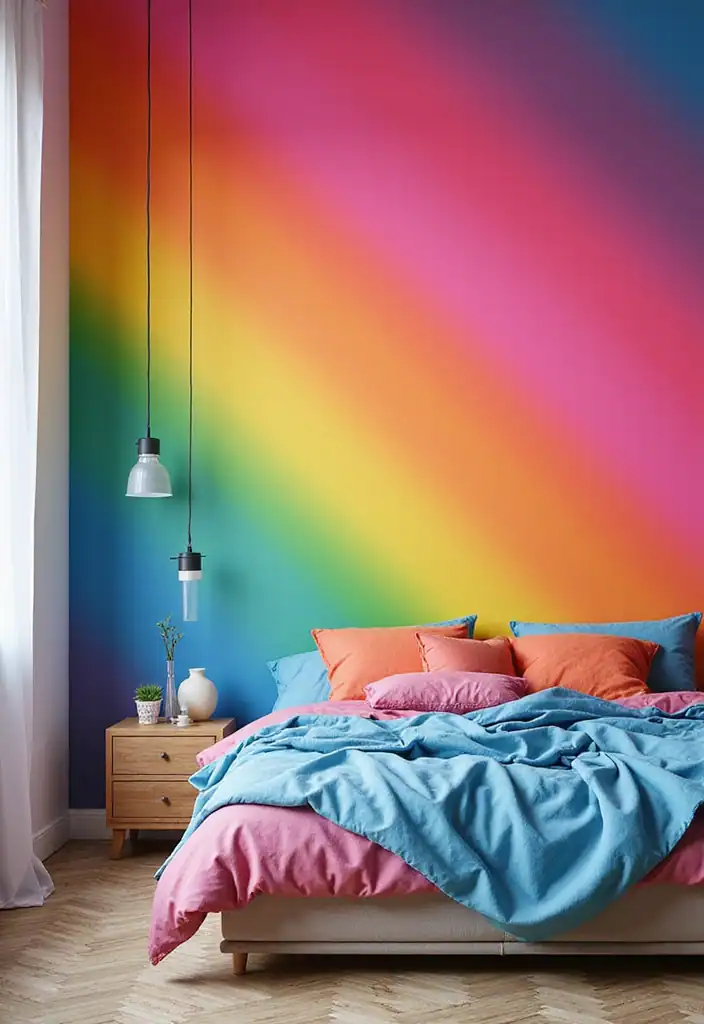 21+ Modern Wall Painting Ideas for Your Bedroom That Will Take Your Breath Away! - 18. Gradient Patterns