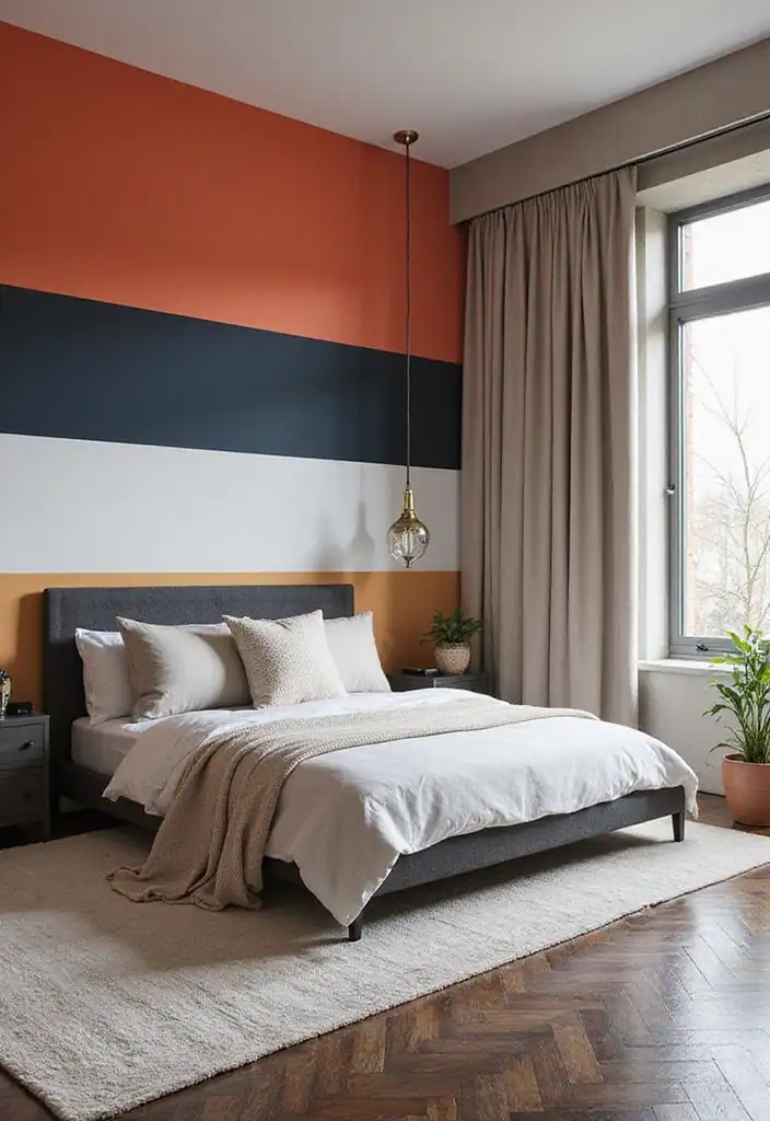 21+ Modern Wall Painting Ideas for Your Bedroom That Will Take Your Breath Away! - 11. Statement Stripes