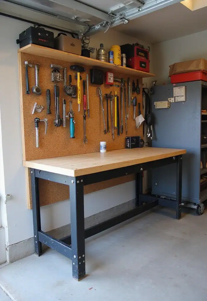 21 Garage Organization DIY Ideas You Can Do in Minutes (Number 7 Will Blow Your Mind!) - 5. Foldable Workbench for Space Saving